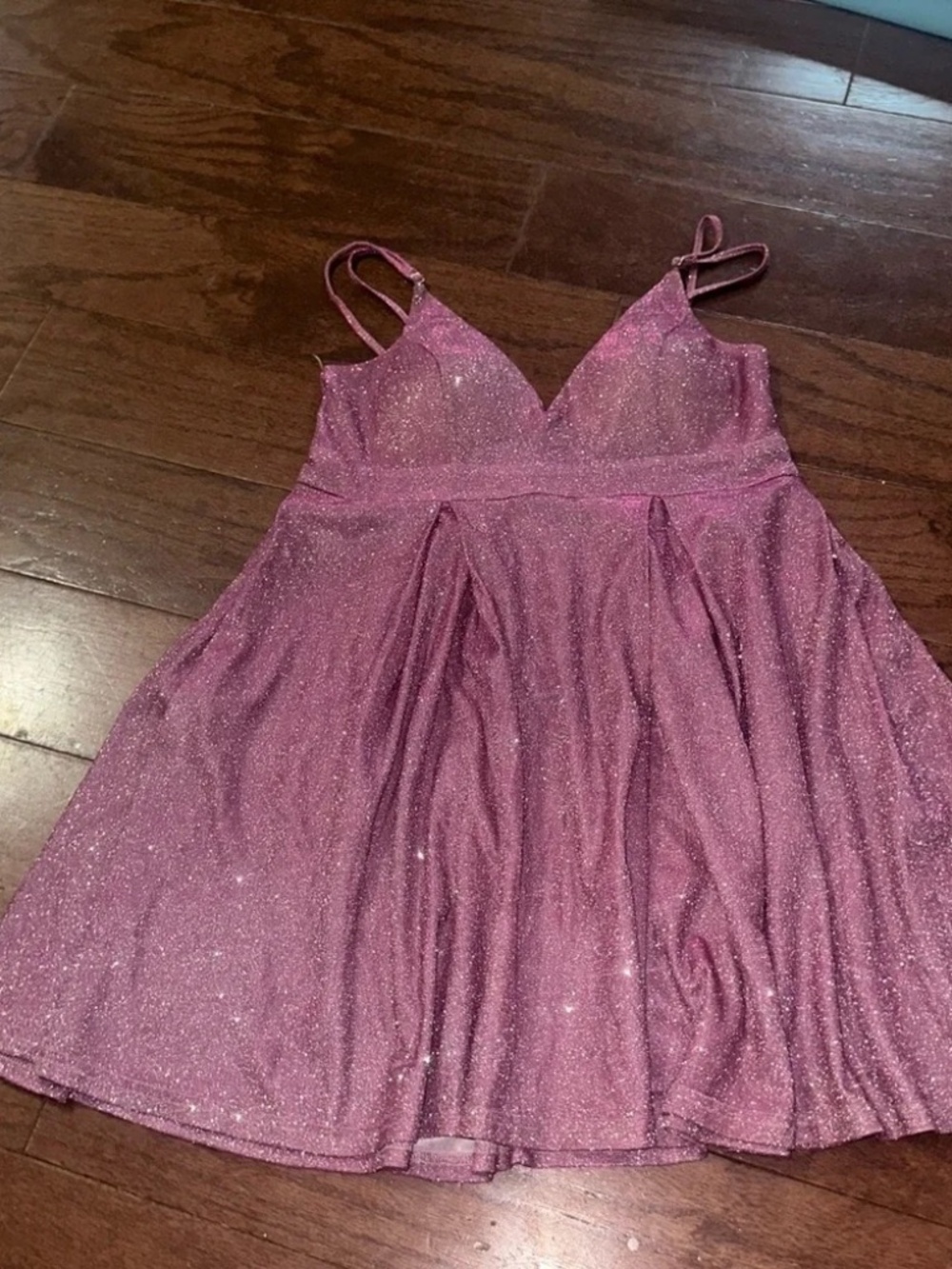 Haute Monde Size Medium M Pink Glitter Spaghetti Strap Party Dress lot6358
